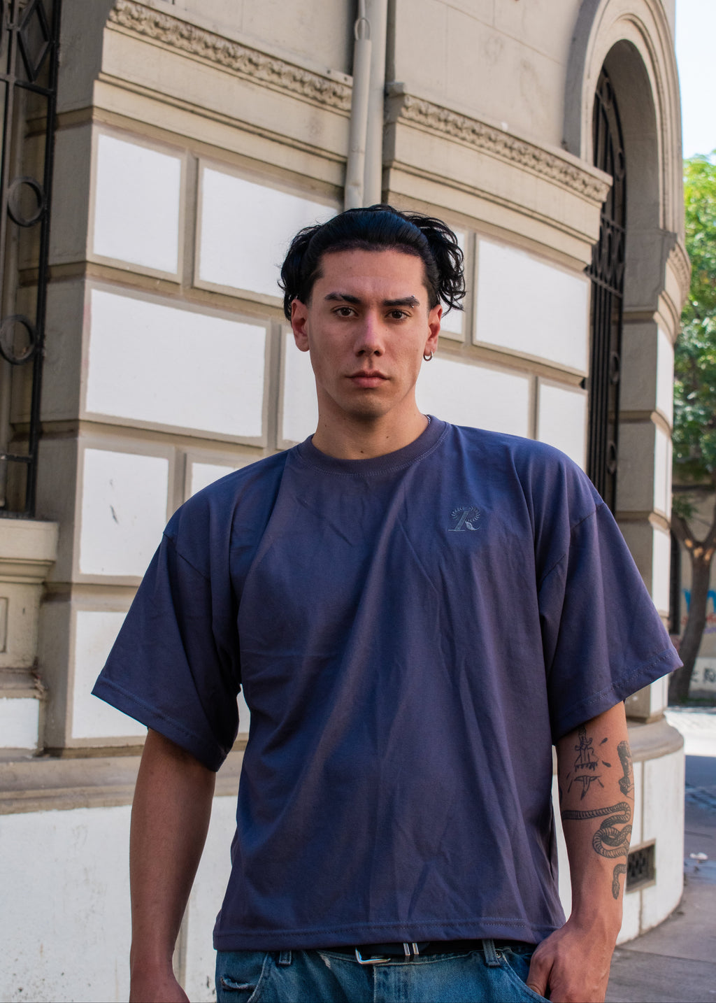 Polera Boxy BASICS Steal Grey